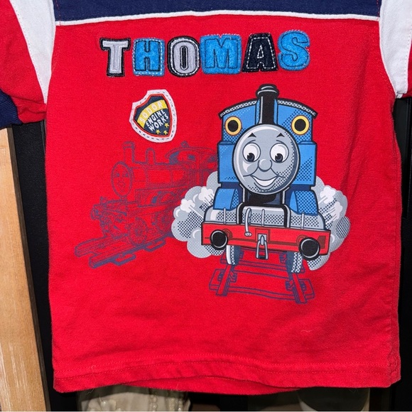 Vintage Thomas The Train tee tshirt toddler baby boy navy applique embroidered - Picture 2 of 6
